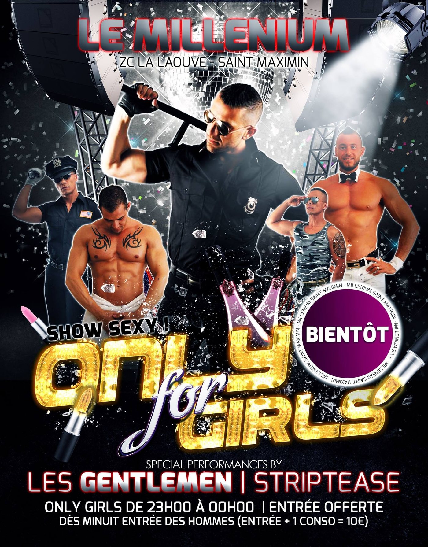 Show chippendales Les Gentlemen lors d'une Ladies Night au Millenium de Saint-Maximin dans le Var