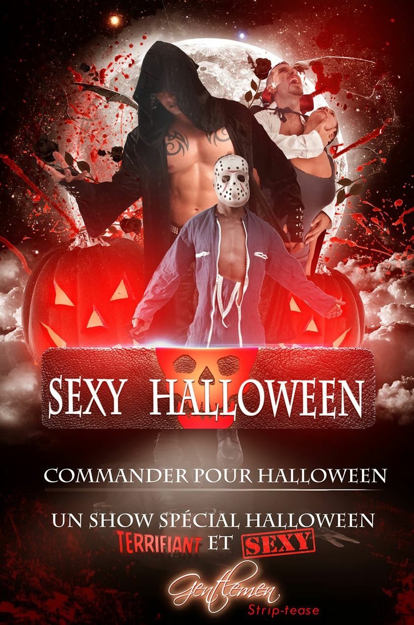Chippendale masque en costume d'Halloween lors d'un show des Gentlemen dans le Sud de la France